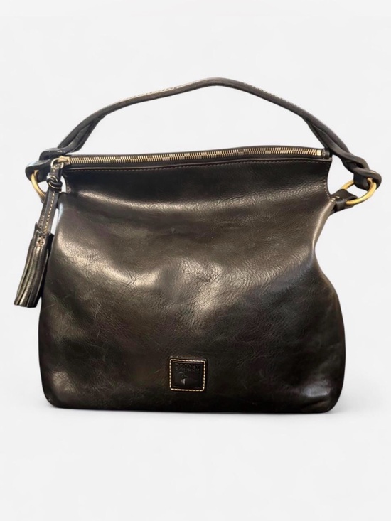 Dooney & Bourke Handbags - Dooney & Bourke Florentine Black Leather Hobo Shoulder Bag with Tassel